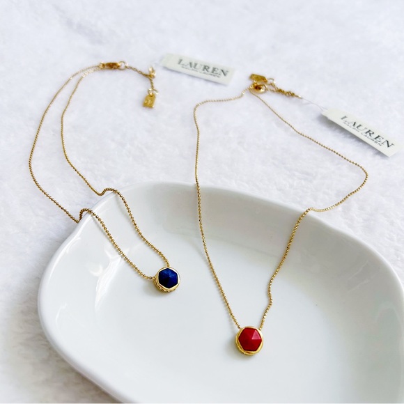 NEW Ralph Lauren Red Geo Pendent Necklace - Picture 7 of 7